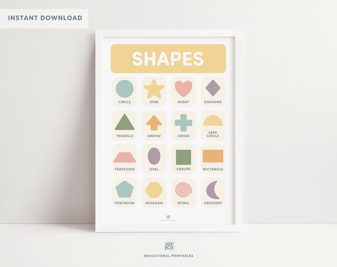Rainbow 3D Shapes Printable Poster, Instant Download, Learning 3D ...