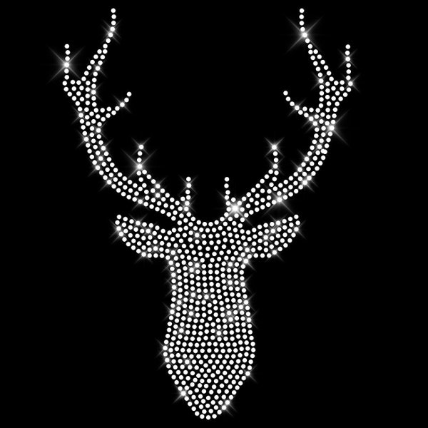 Glitter traite patch thermocollant strass Oktoberfest cerf cristal grande silhouette fer sur cerf strass motif tête de cerf paillettes thermocollantes