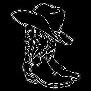 Glitterdeals immagine termoadesiva stivali da cowboy con strass con linea di cappello motivo danza strass da stirare sulla toppa termoadesiva cowgirl con motivo monta western con strass