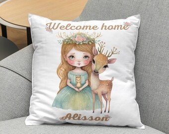 Bienvenue à la maison Coussin personnalisé bébé garçon, Cadeau bébé, Nouveau coussin bébé, Carte de visite bébé, Faire-part de naissance, Baby shower, Décor chambre d'enfant