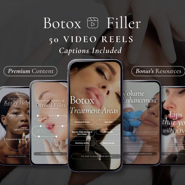 Botox and Filler Reels, Lip Filler Social Media, Medspa Template, Nurse Injector Instagram Post, Skincare Canva Video, Aesthetic Nursing