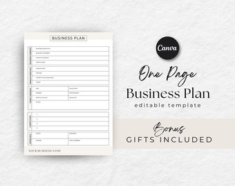 Canva Business Plan, Online Small Business Plan Template, Business Proposal, Startup Business, Small Business Form, Side Hustle Planner