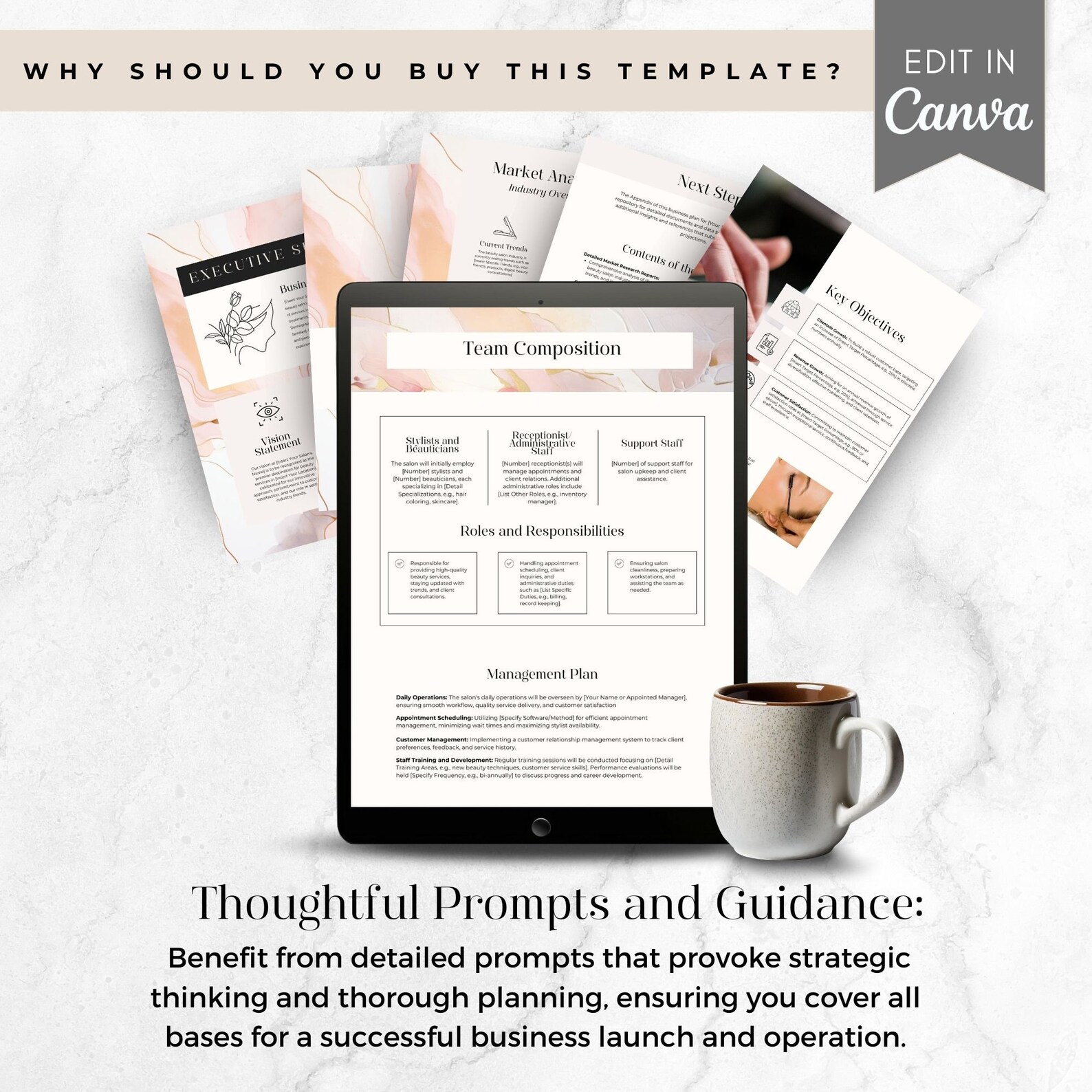Salon Business Plan, Canva Beauty Nail Lash Tech Workbook Planner ...