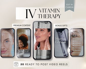 IV Therapy Video Reels, Social Media Templates (Canva)