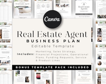 Real Estate Business Plan, Elevated Agent Business Proposal, Realtor Planner, Marketing Plan, Canva Template Instant Download
