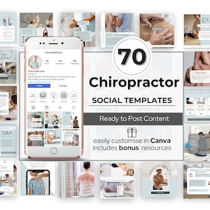 Socialemediasjablonen voor chiropractor, blauwe chiropractische gezondheidsinhoud, Canva Instagram-berichten, fysiotherapie-gezondheidskliniek