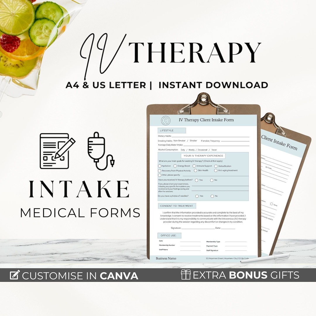 IV Therapy Form, IV Therapy Business, Intravenous Therapy, IV ...