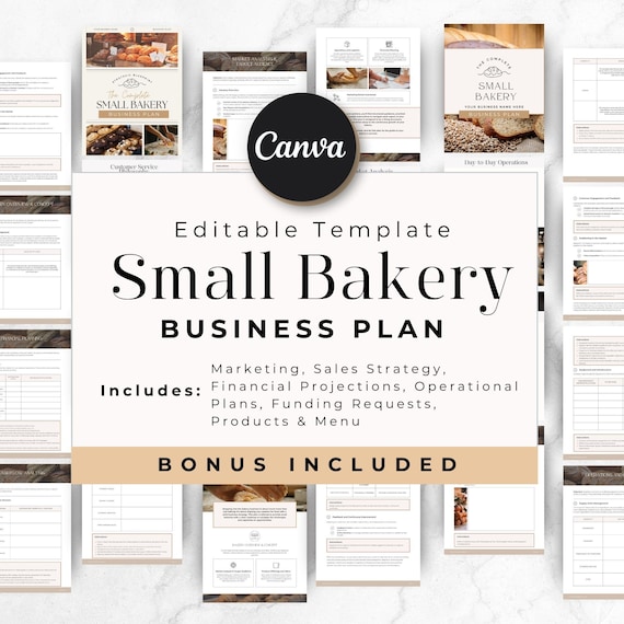 Bakery Business Plan, Small Business Plan Proposal, Startup Cake Business Forms, Dessert Project Canva Template, Instant Download, Marketing