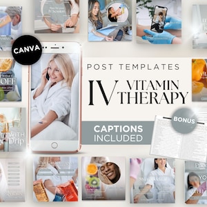 IV Therapy Post, IV Therapy Social Media, IV Therapy Instagram Templates, Iv Drip Marketing, Iv Infusion Marketing, Hydration Canva Branding