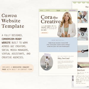 Plantilla de sitio web de Canva, sitio de gestión de redes sociales, página de proveedor de servicios, portafolio de marketing para creadores de contenido UGC, página de destino creativa imagen 2