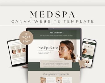 Medspa Website Canva Template, Dermatologist Business Marketing, IV Therapy Social Media, Esthetician Landing Page, Beauty Salon Services