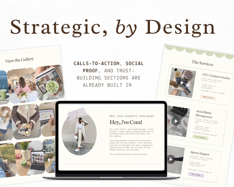 Plantilla de sitio web de Canva, sitio de gestión de redes sociales, página de proveedor de servicios, portafolio de marketing para creadores de contenido UGC, página de destino creativa imagen 9