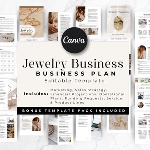 Jewellery Business Plan, Jewelry Canva Workbook Planner Template, Jewellers Small Business Proposal, Startup Business Marketing Plan