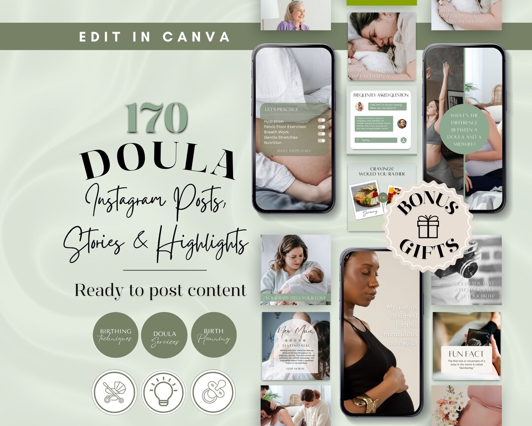 Doula Social Media Templates, Birth Worker Content, Postpartum Doula ...