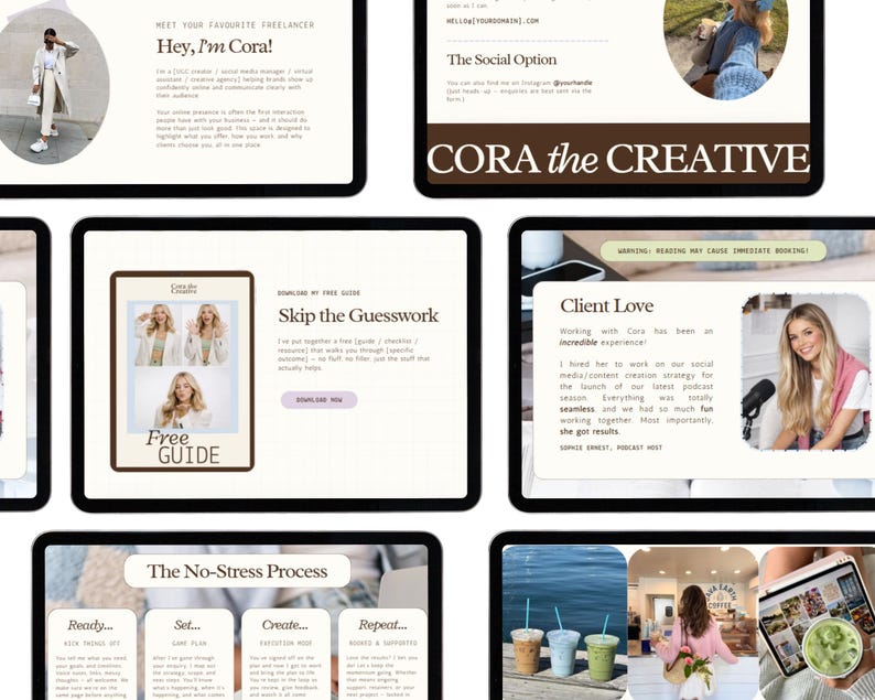 Plantilla de sitio web de Canva, sitio de gestión de redes sociales, página de proveedor de servicios, portafolio de marketing para creadores de contenido UGC, página de destino creativa imagen 8