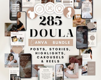 Geboorte Doula-inhoud, Doula Instagram-sjabloon, bevallingseducatie, videorollen voor geboortearbeiders, berichten op sociale media, Instagram-branding