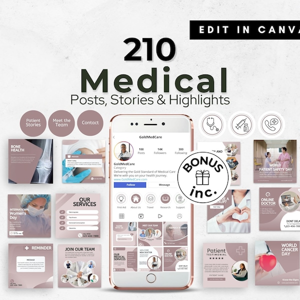 Medical Social Media Template, Instagram Post, Healthcare Content, Hospital Medicine Marketing, Health Clinic Brand, Doctor, Nurse, Canva