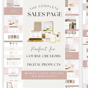 Plantilla de página de ventas Canva, página de ventas de membresía, página de producto de embudo de ventas, página de ventas de productos digitales Canva, página de destino de coach de vida