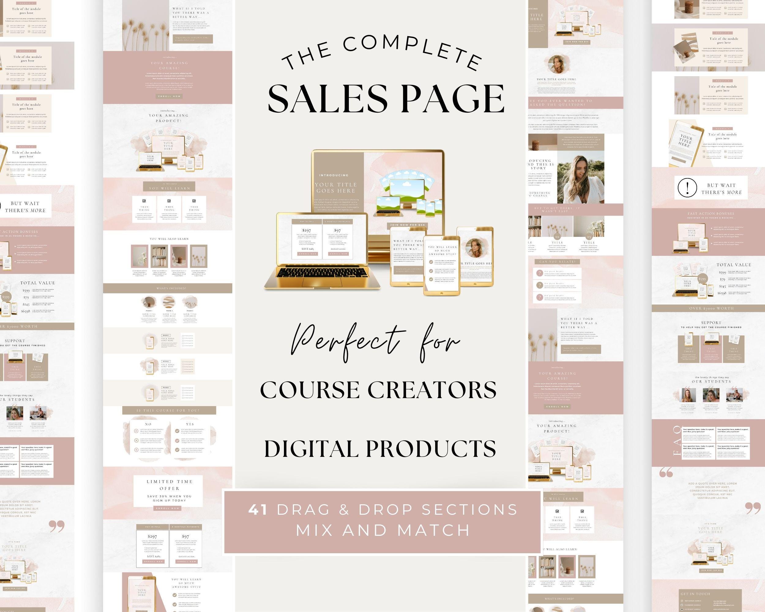 Sales Page Template Canva, Membership Sales Page, Sales Funnel Product Page, Digital Product Sales Page Canva, Life Coach Landing Page