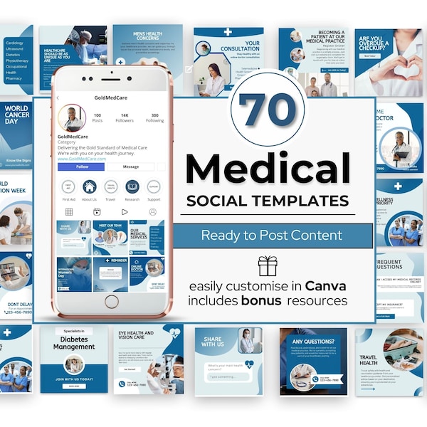 Medical Social Media Template, Instagram Post, Healthcare Content, Hospital Medicine Marketing, Health Clinic Brand, Doctor, Nurse, Canva