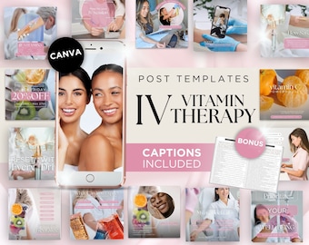 IV Therapy Canva, IV Therapy Post, IV Therapy Instagram Templates, Iv Therapy Social Media, Vitamin Drip Marketing, Hydration Instagram