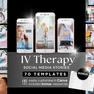 IV Therapy Instagram Templates, IV Hydration Instagram Templates, IV Therapy Marketing, Instagram Templates, Nurse Injector Posts, For Canva