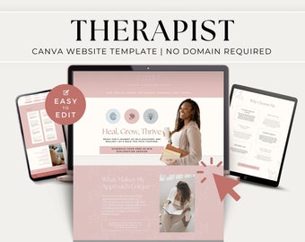 Plantilla para sitio web de terapeuta, página de inicio para consejero (Canva)