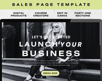 Digital Product Sales Page Canva, Membership Sales Page, Coach Lead Magnet, Portfolio Website, Online Course Creator, Sales Funnel Template
