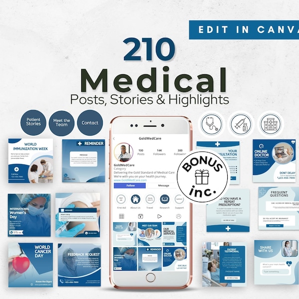 Medical Social Media Template, Instagram Post, Healthcare Content, Hospital Medicine Marketing, Health Clinic Brand, Doctor, Nurse, Canva