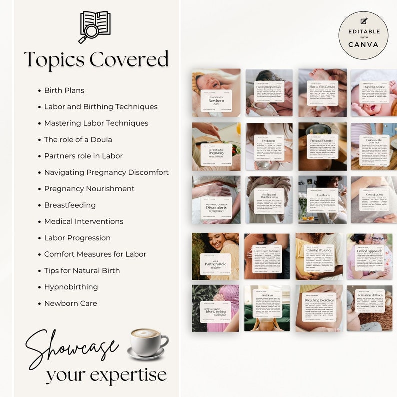 Doula Instagram Posts, Birth Doula Instagram Template, Childbirth ...