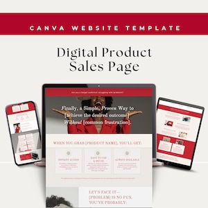 Sales Page Template Canva, Membership Sales Page, Sales Funnel Product Page, Digital Product Sales Page Canva, Life Coach Landing Page