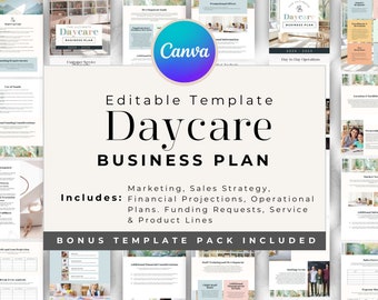 Daycare Business Plan, Childcare Nursery Canva Workbook Planner Template, Small Business Proposal, Startup Business Marketing Plan