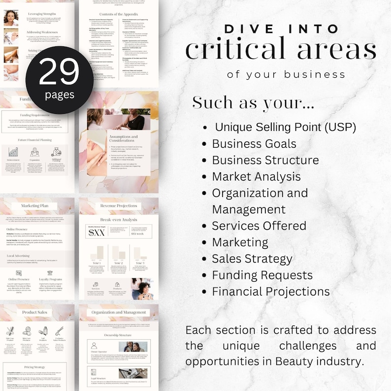Salon Business Plan, Canva Beauty Nail Lash Tech Workbook Planner ...