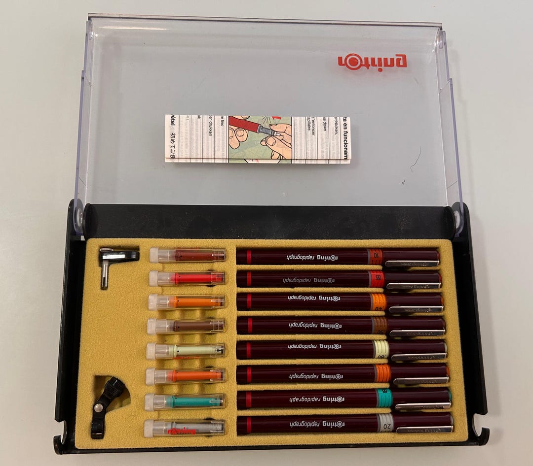Rotring Case Ruler Complete Rotring Rapidograph Case - Etsy