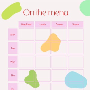 Maaltijdplanner afdrukbaar | Dagelijks voedseldagboek | Wekelijkse maaltijdvoorbereidingsplanner | PDF digitale download