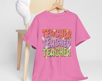 Fun Teacher Unisex Heavy Cotton Tee, Cute Teacher Shirt, Gift for Educators, Back to School T-Shirt, Teacher Appreciation Day