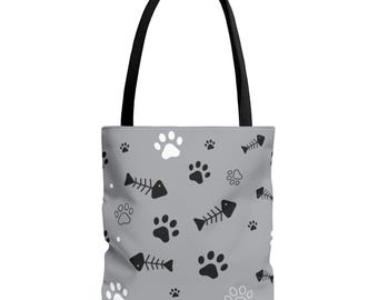 Pet Lover's Tote Bag, Cute Dog & Cat Paw Prints, Animal Lover Gift, Reusable Shopping Bag, Eco-Friendly Carryall, Pet-Themed Accessories
