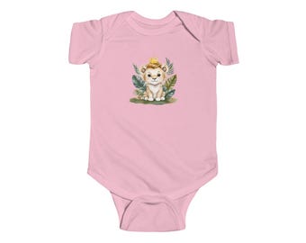 Cute Lion Crown Infant Bodysuit, Baby Shower Gift, Newborn Outfit, Cute Animal Apparel, Infant Clothing, Birthday Present