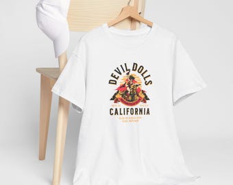 Cool California Graphic Tee, Vintage Devil Dolls Shirt, Unisex Casual Wear, Perfect for Festivals, Street Style, Gift for Music Lovers -