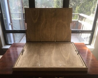 Wood Grain Puzzle Board, Tray, & Magnetic Lid with Braided Leather Handles | Customizable | 1000 - 2000pc Options | Dark or Light Finish