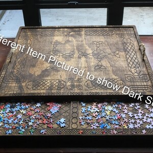 Puzzle Board & Tray with Magnet Lid Celtic Engraved | Customizable | Small - Large | Light / Dark Stain image 15