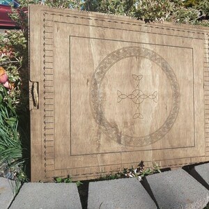 Puzzle Board & Tray with Magnet Lid Celtic Engraved | Customizable | Small - Large | Light / Dark Stain image 7