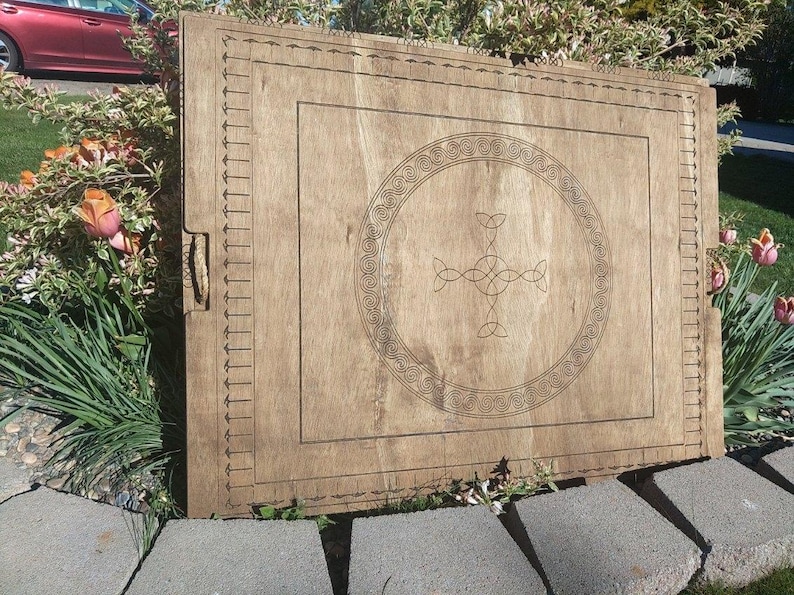 Puzzle Board & Tray with Magnet Lid Celtic Engraved | Customizable | Small - Large | Light / Dark Stain image 7
