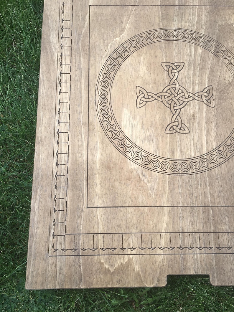 Puzzle Board & Tray with Magnet Lid Celtic Engraved | Customizable | Small - Large | Light / Dark Stain image 8