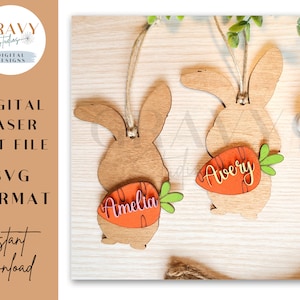 Easter Basket Tag SVG: Bunny Laser Cut File (Digital Download)