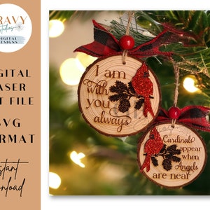 Cardinal Remembrance Ornament SVG: Laser Cut Christmas Ornament File