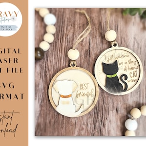 Pet Ornament File | Dog Ornament SVG | Cat Ornament SVG | Ornament Cut File | Laser Cut Ornament | Pet Remembrance Ornament SVG
