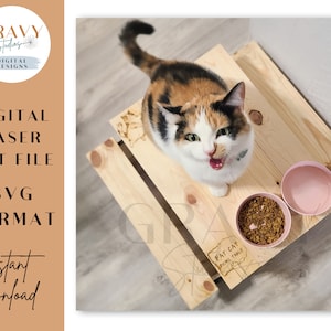 Fat Cat picknicktafel SVG | Kattenpicknicktafel | Plannen kattenmeubels | Mini-picknicktafel SVG | Picknicktafel SVG | Furinture lasergesneden bestand