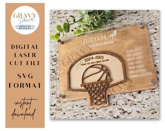 Basketball Coach Plaque SVG: Laser Cut File (Digital Download)