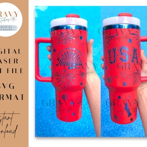 Emballage pour verre du 4 juillet | Papier d'emballage pour le jour de l'indépendance | 40 oz d'emballage pour gobelet SVG | Design de gobelet laser de 40 oz | Conception laser enveloppante